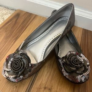 Adrienne Vittadini gunmetal sequin flats
